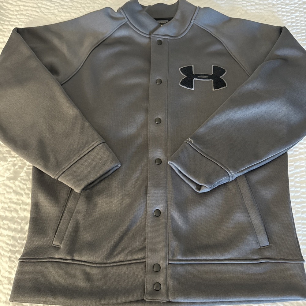 Under Armour Mens Black Varsity Snap Button Jacket Coat XL